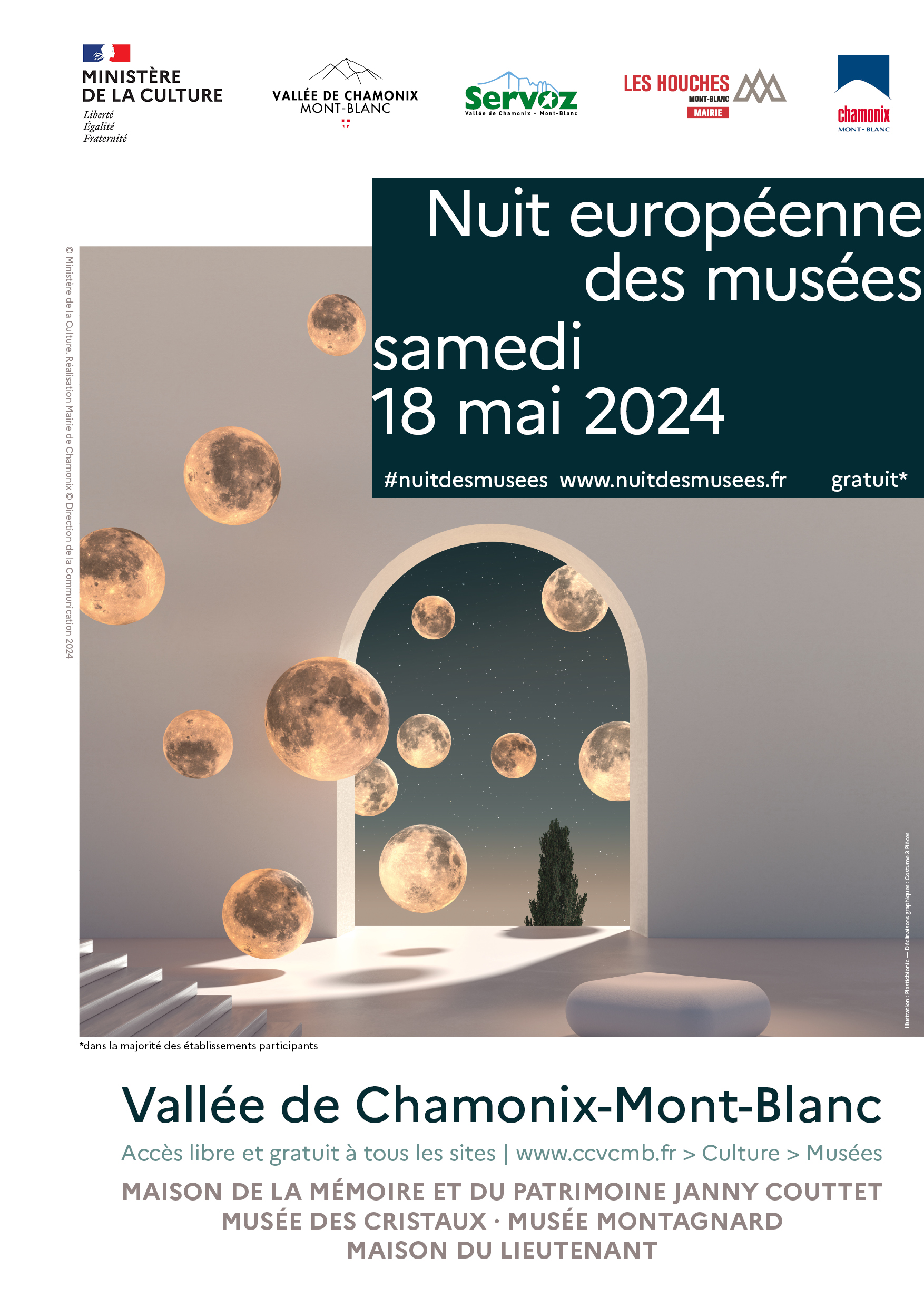 Affiche de la Nuit Européenne des Musées dans la Vallée de Chamonix-Mont-Blanc