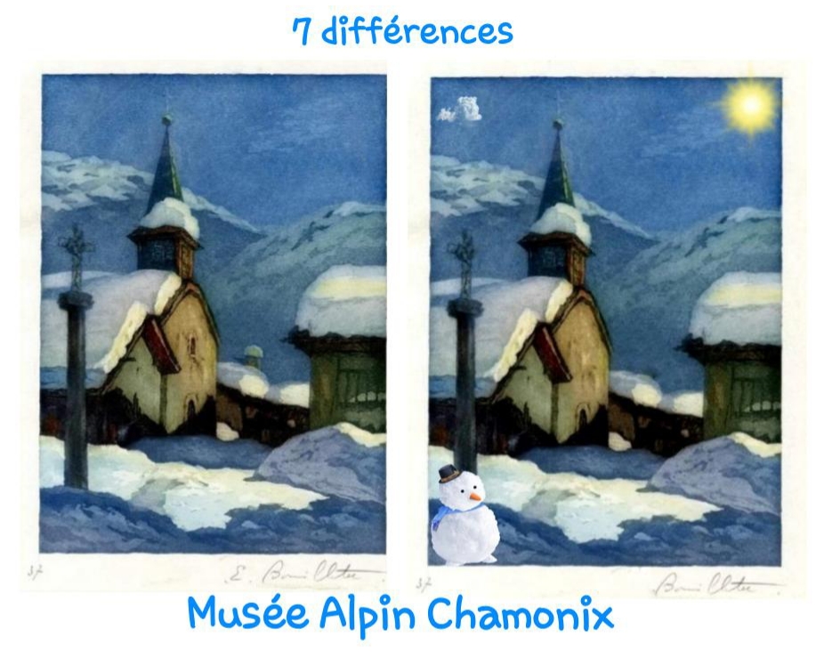 Jeu des 7 différences - Paysage d'hiver ©musée Alpin