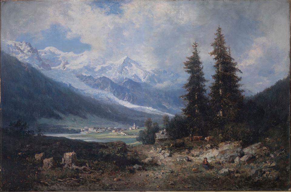 Le Mont Blanc. Vallée et prieuré de Chamonix, Pierre Thuillier, 1855 © Collection musée Alpin Chamonix Photo Denis Vidalie