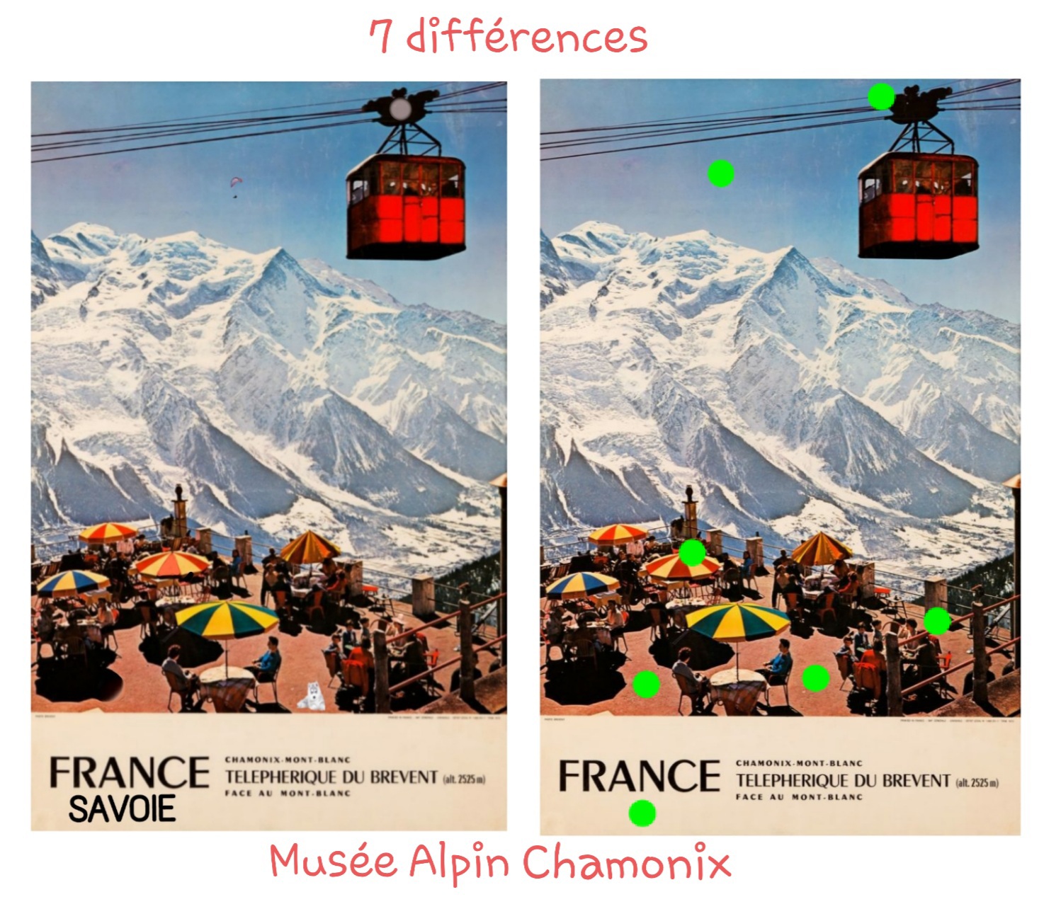 Solution Jeu des 7 différences - Téléphérique du Brévent ©Musée Alpin Chamonix