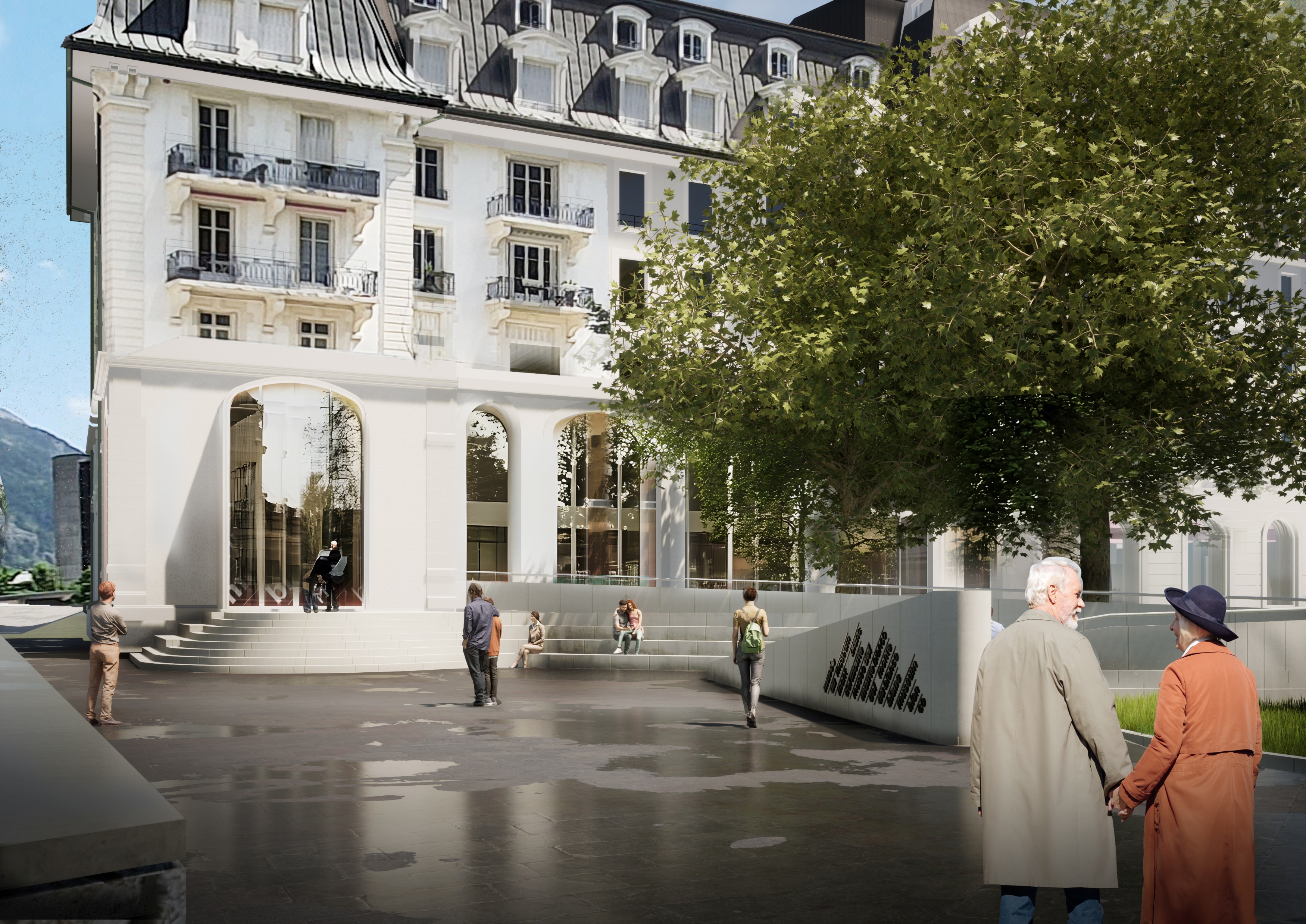 Projet musée du Mont-Blanc  © C+D Architecture, Spaces Architecture, Les Crayons, Roch Payet, Betrec, Sigma, Julien Courtial, Kaleo,RC & Hi Lighting Visuel 3D de la façade du musée du Mont-Blanc